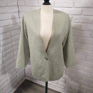 TC Petites Ladies Size 10P Sage Lined Straight Fit Made in Canada Blazer